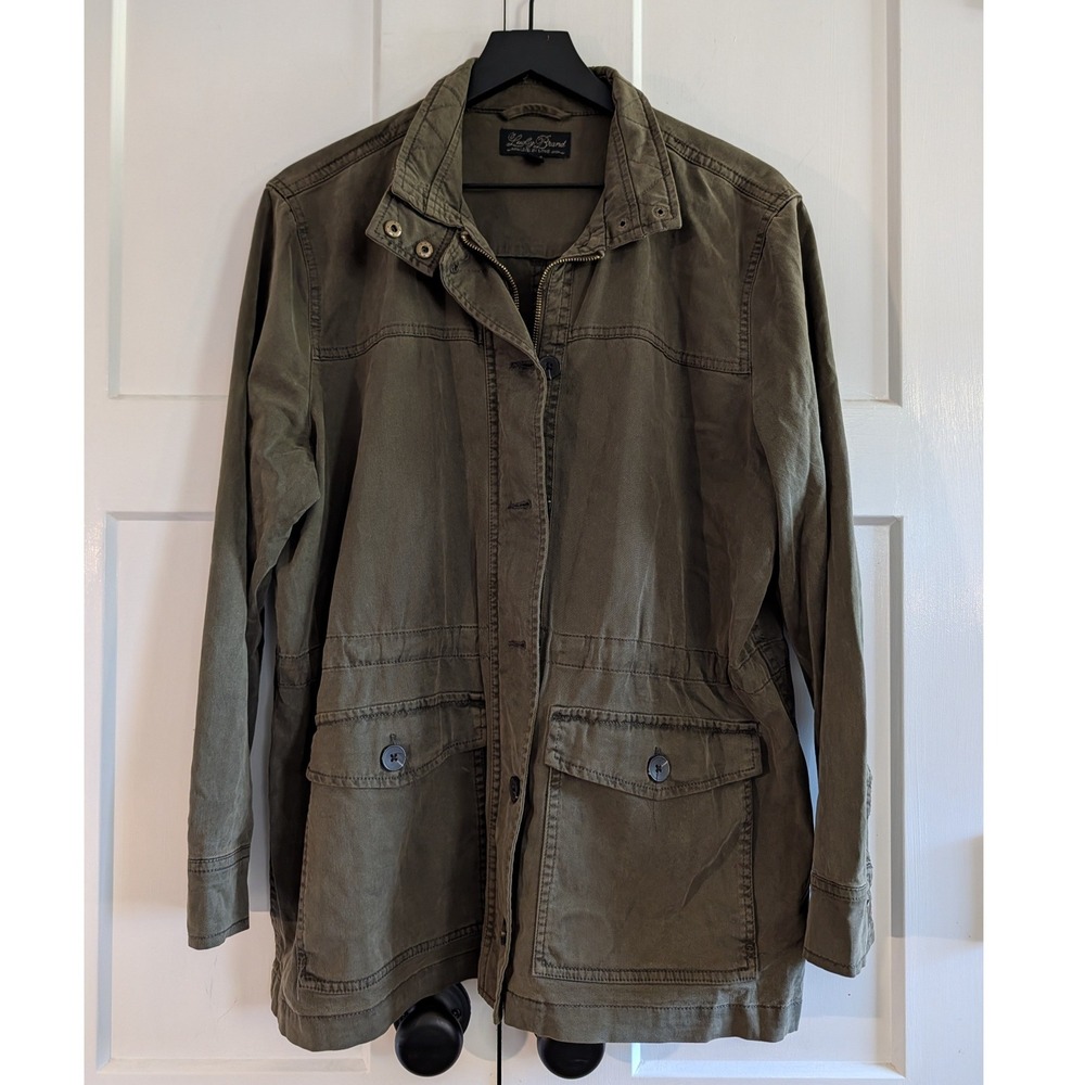 Lucky Brand Women's XL Olive Green Utility Military Field Jacket Drawstring